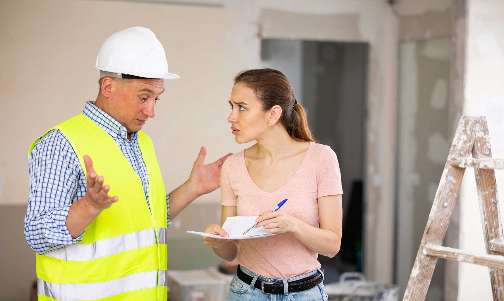 Construction manager sharing updates with homebuyer