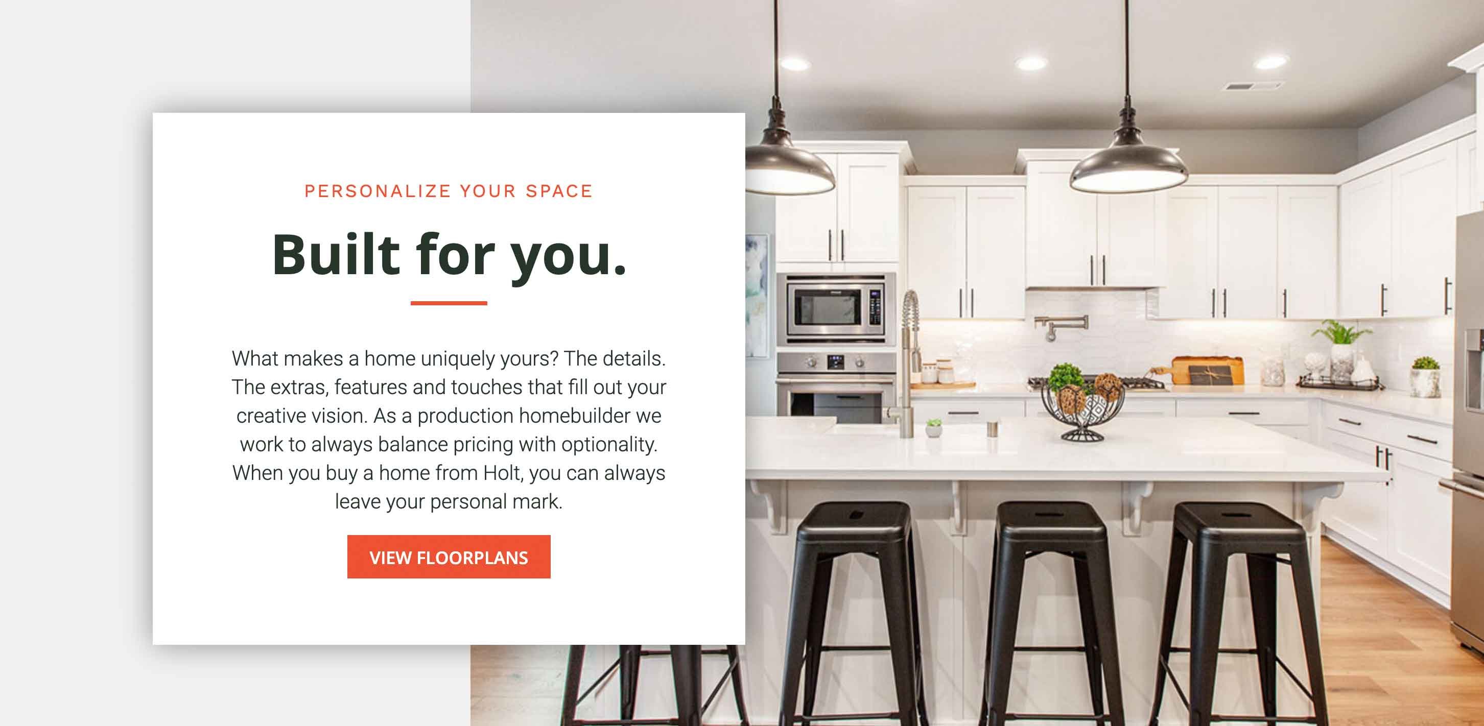 Section of Holt Homes homepage detailing what they do