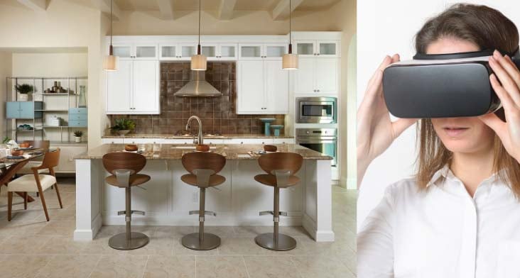 Virtual reality tour of a kitchen in a new home