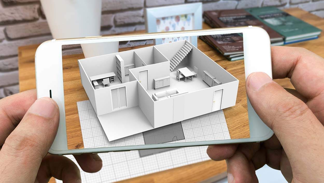 smartphone augmented reality viewing a home builders plan