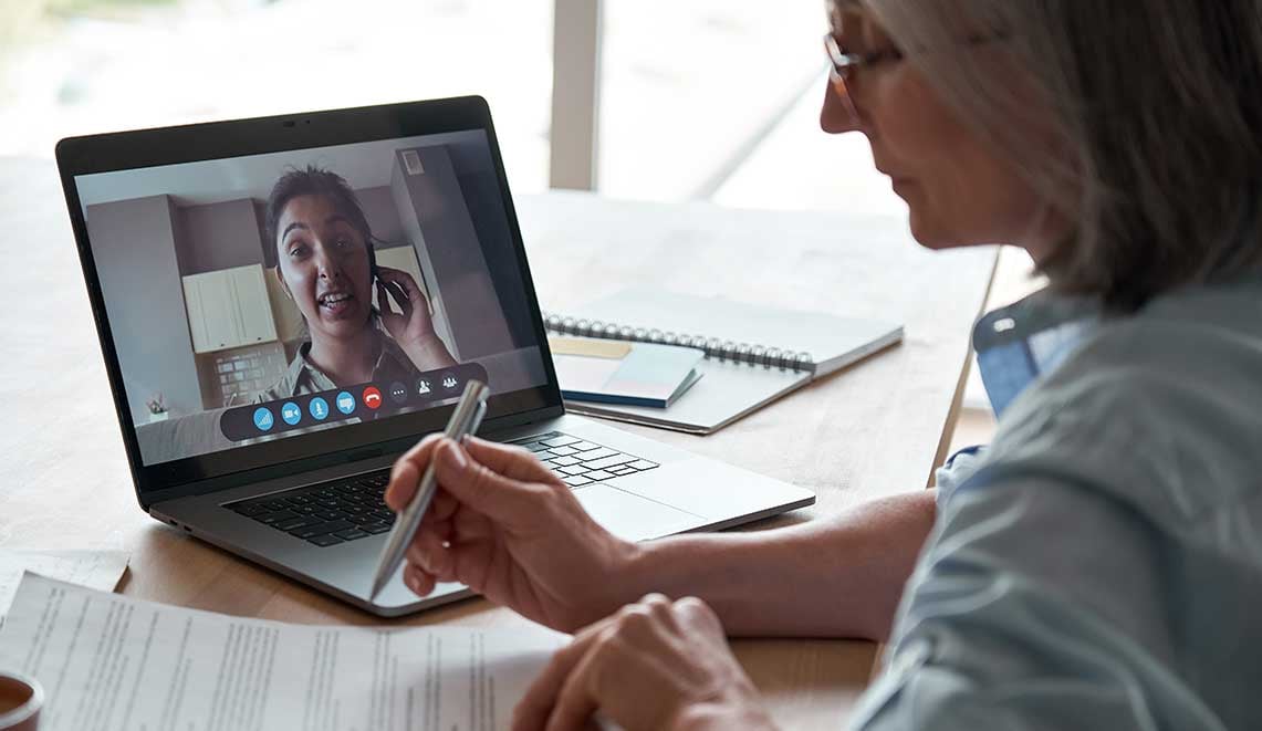 virtual new home sales with woman on zoom call